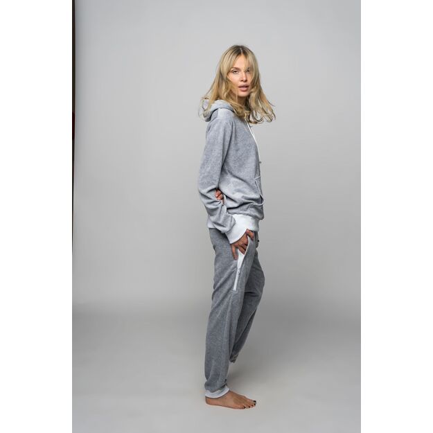 Sofa Killer light grey women velours lounge wear with white cuff