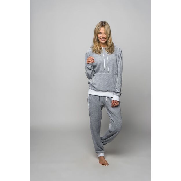 Sofa Killer light grey women velours lounge wear with white cuff