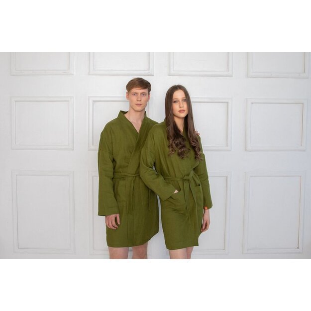 Sofa Killer moss green linen robe