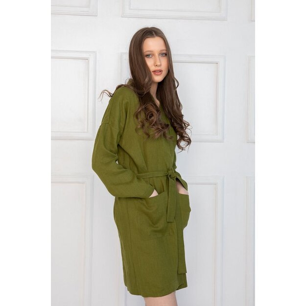 Sofa Killer moss green linen robe