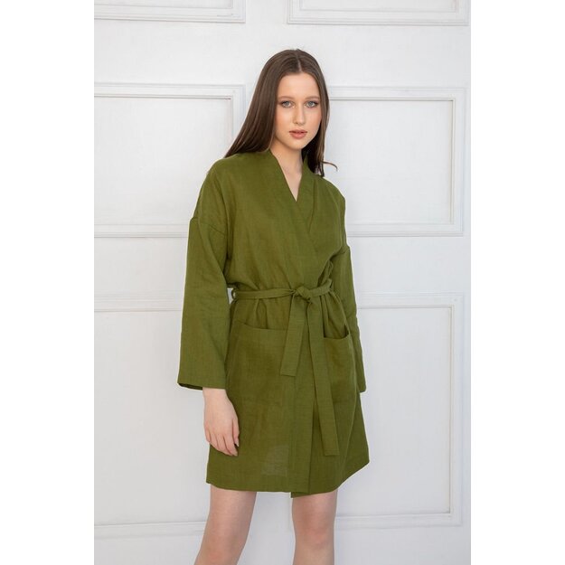 Sofa Killer moss green linen robe