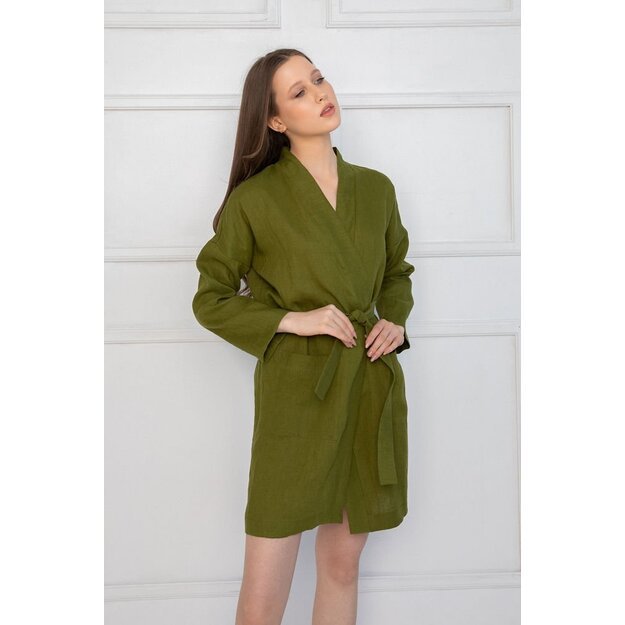 Sofa Killer moss green linen robe