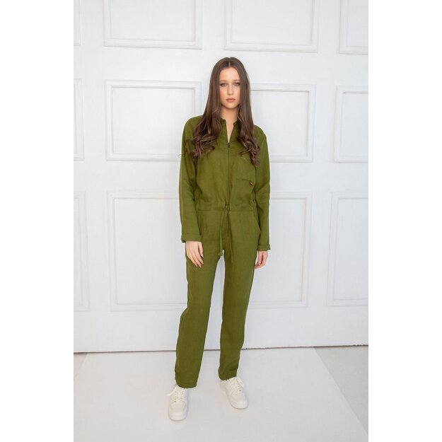 Sofa Killer moss green linen women onesie