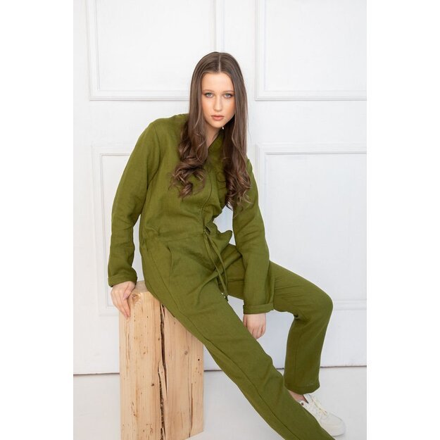 Sofa Killer moss green linen women onesie