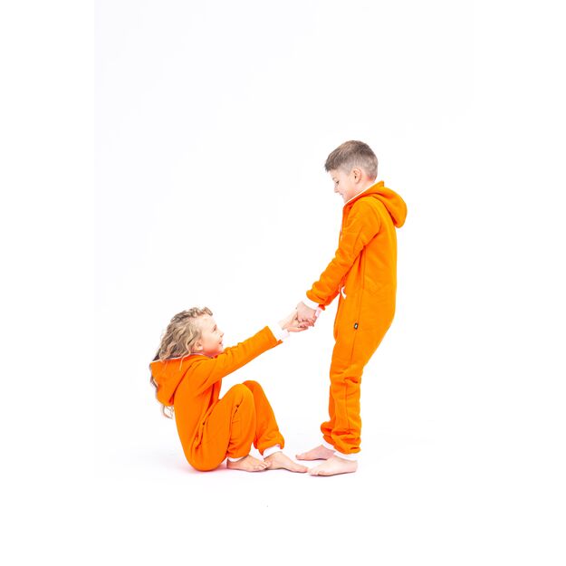 Sofa Killer orange unisex kids onesie with white cuffs