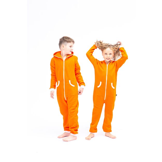 Sofa Killer orange unisex kids onesie with white cuffs