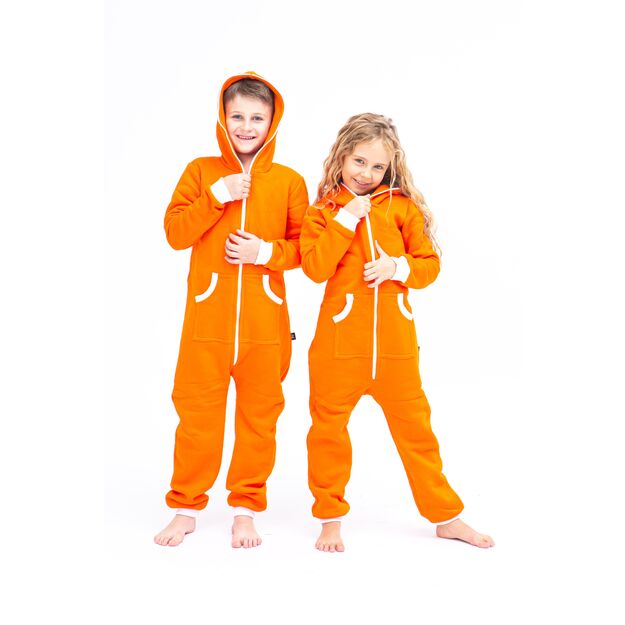 Sofa Killer orange unisex kids onesie with white cuffs