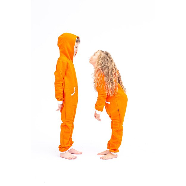 Sofa Killer orange unisex kids onesie with white cuffs