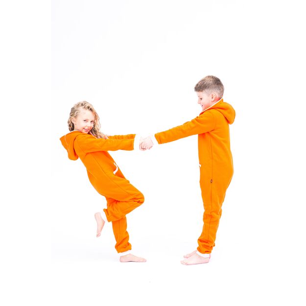 Sofa Killer orange unisex kids onesie with white cuffs