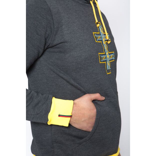 Sofa Killer warm dark grey men hoodie with yellow cuff LTU