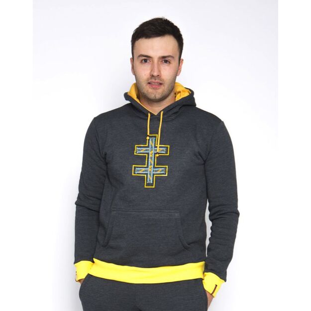 Sofa Killer warm dark grey men hoodie with yellow cuff LTU