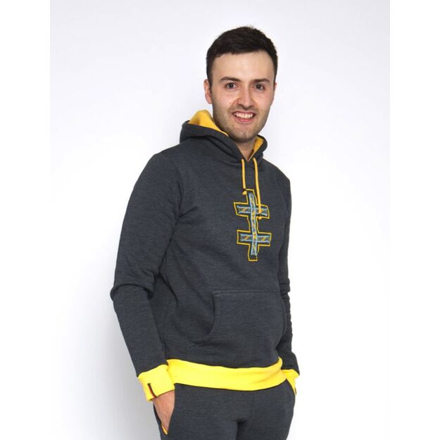 Sofa Killer warm dark grey men hoodie with yellow cuff LTU