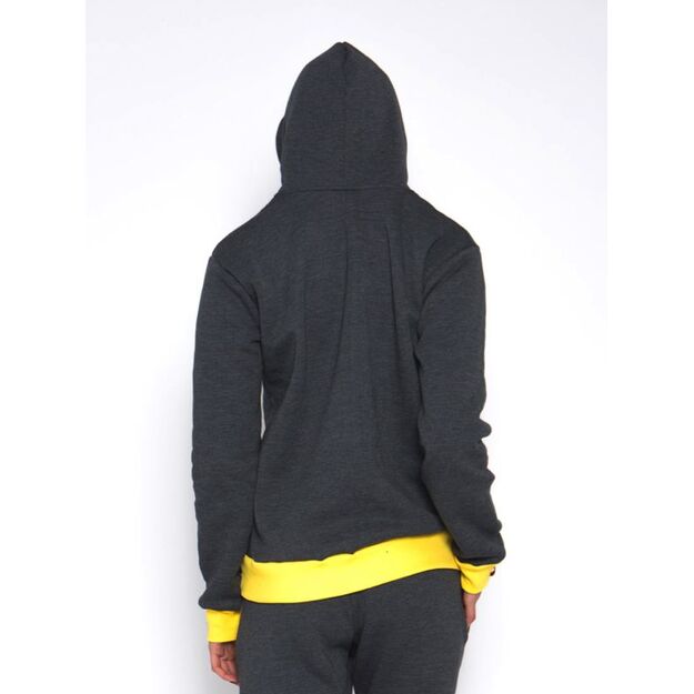 Sofa Killer warm dark grey women hoodie with yellow cuff LTU