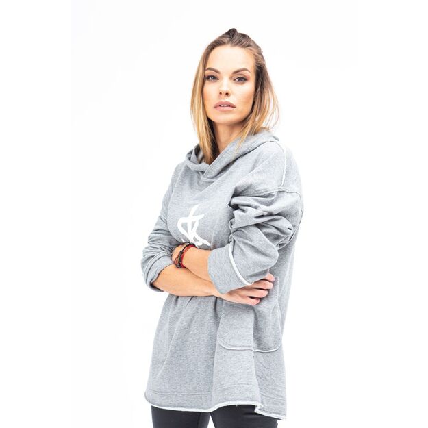 Sofa Killer warm light grey men long hoodie with white SK logo