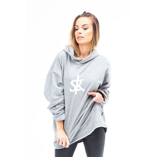 Sofa Killer warm light grey men long hoodie with white SK logo