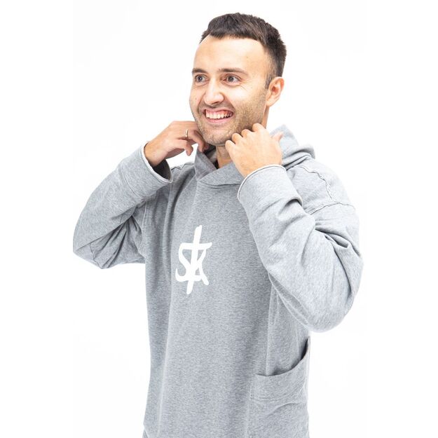 Sofa Killer warm light grey men long hoodie with white SK logo