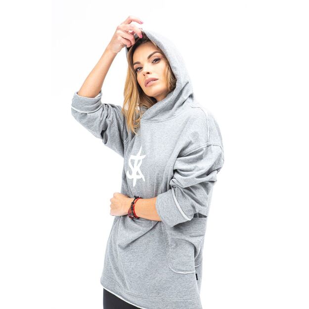 Sofa Killer warm light grey men long hoodie with white SK logo