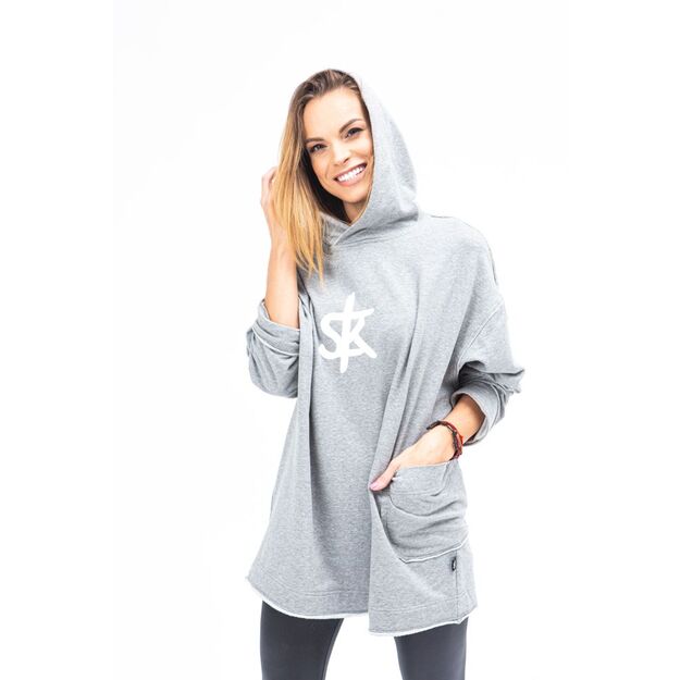 Sofa Killer warm light grey men long hoodie with white SK logo