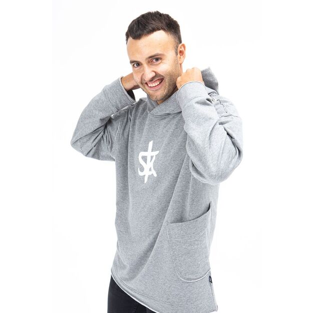 Sofa Killer warm light grey men long hoodie with white SK logo