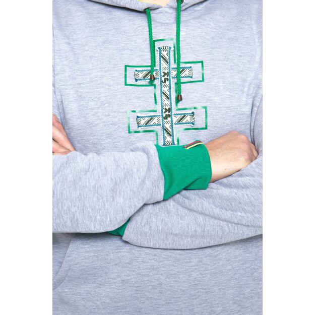 Sofa Killer warm light grey women hoodie with green cuff LTU