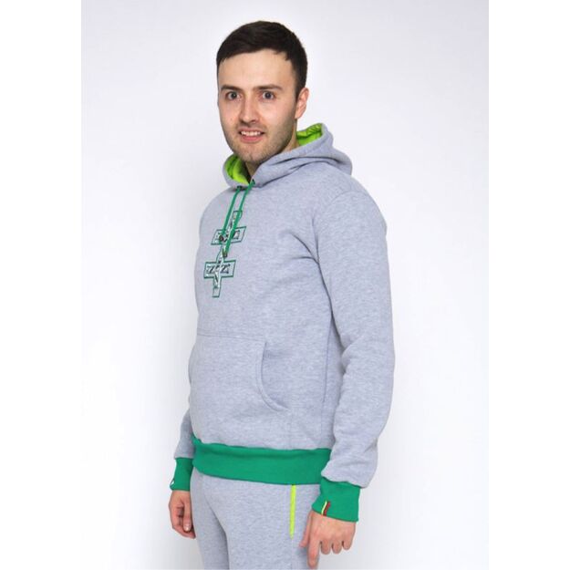 Sofa Killer warm light grey women hoodie with green cuff LTU