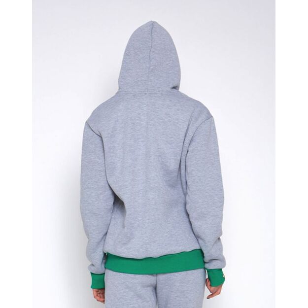 Sofa Killer warm light grey women hoodie with green cuff LTU