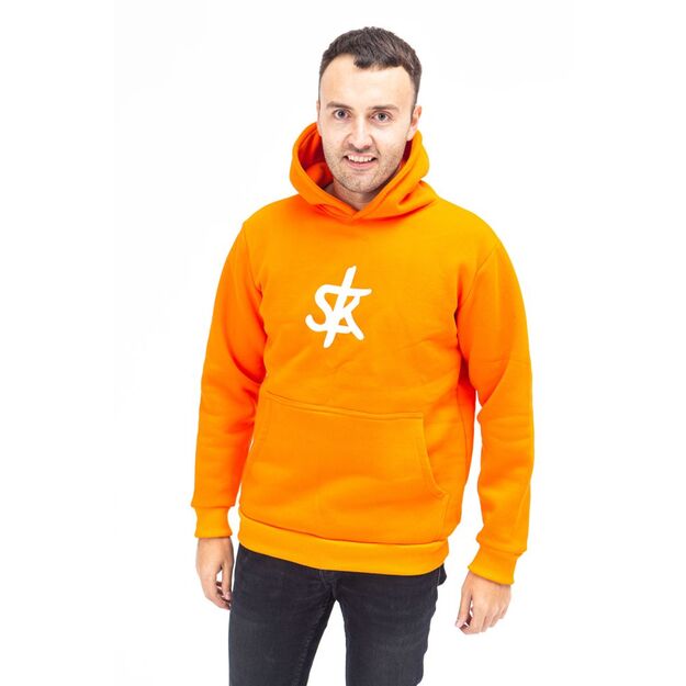 Sofa Killer warm orange men hoodie with white SK logo