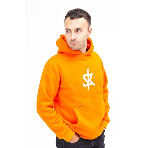 Sofa Killer warm orange men hoodie with white SK logo