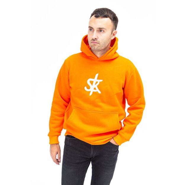 Sofa Killer warm orange men hoodie with white SK logo