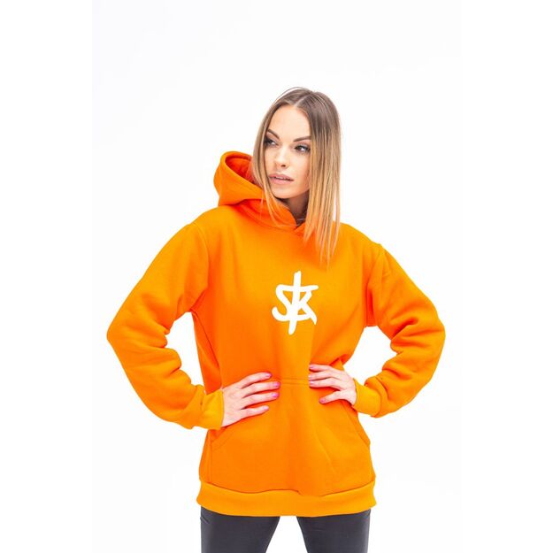 Sofa Killer warm orange women hoodie with white SK logo