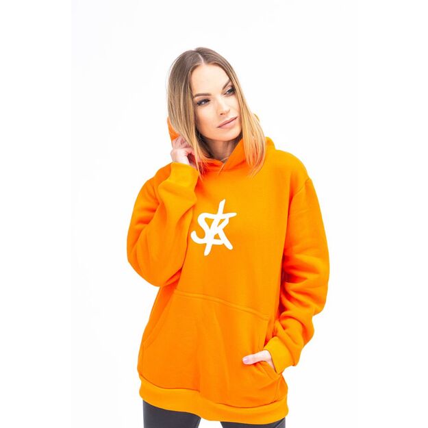 Sofa Killer warm orange women hoodie with white SK logo