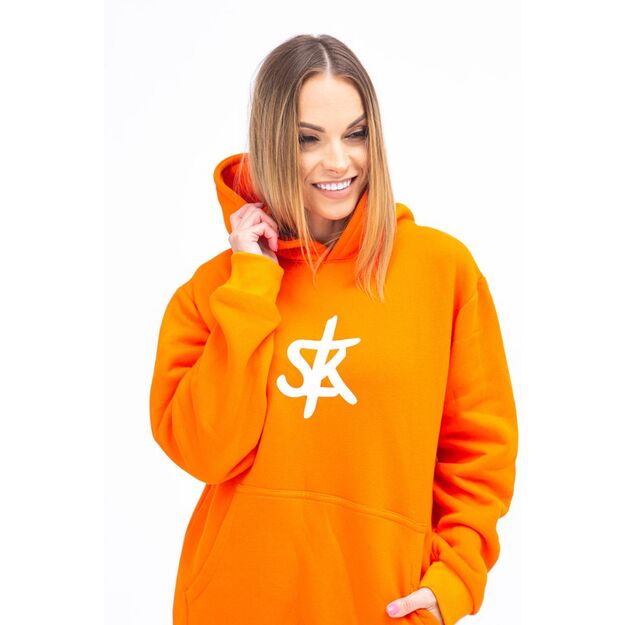 Sofa Killer warm orange women hoodie with white SK logo