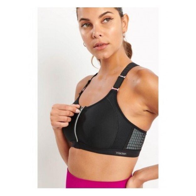 TriAction Women s Zip Lite F Sports Bra, Black, 