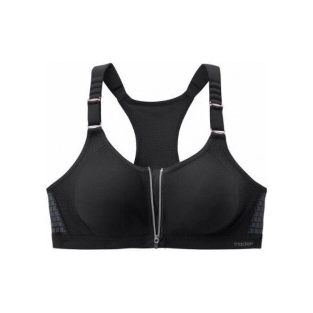 TriAction Women s Zip Lite F Sports Bra, Black, 