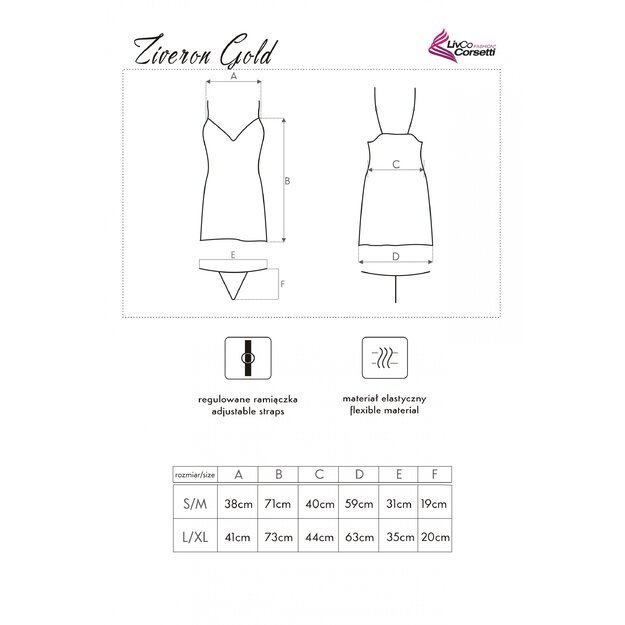 Ziveron satin t-shirt night with strings jasno pink Livia Corsetti